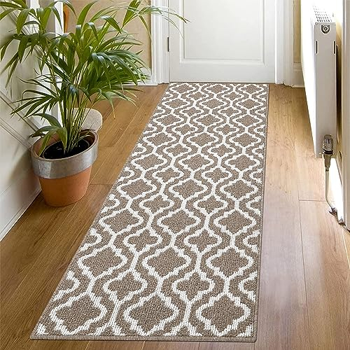 SHACOS Teppich Läufer 60x180 cm, Küchenteppich, Läufer Flur rutschfest, Teppichläufer - Flur Teppich Läufer, Fußmatte Lang Außen, Küchenteppich Waschbar rutschfest (Braun)