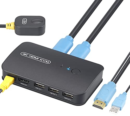 eppfun 4K HDMI KVM Switch for 2 PC 1 Monitor, USB Switch for Mouse Keyboard