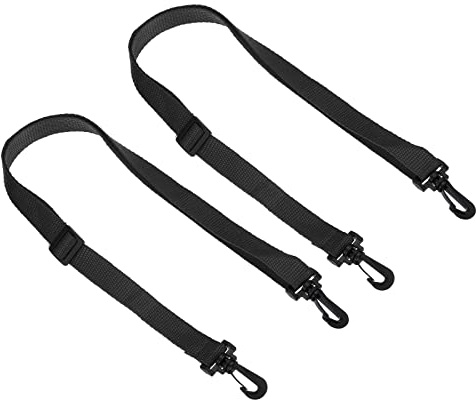 PATIKIL 20mmx1.1m Replacement Shoulder Strap, 2 Pack Adjustable Swivel Clips Hooks Buckle Slide Crossbody Bag Belt for Water Bottle Carrier Sling Bag, Black