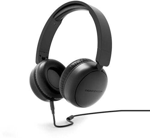 Energy Sistem Soundspire - Auriculares de Diadema (Plástico 100% Reciclado, Cable extraíble, Micrófono, Asistente de Voz) - Negro