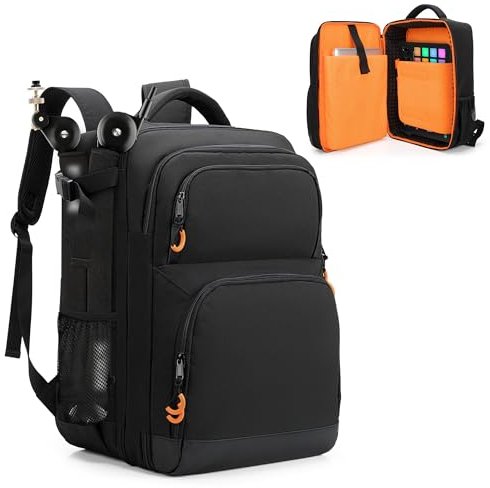 PGmoon Zaino per Consolle DJ Compatibile con Hercules DJControl Inpulse 200 MK2, RODECaster Pro II, Borsa per Mixer Audio per Microfoni, Cavi e Altre Apparecchiature per Podcast