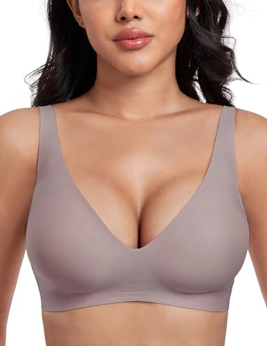 Uroagous Deep V Bras for Women No Underwire Seamless Wireless Plunge Bra - JGY, M