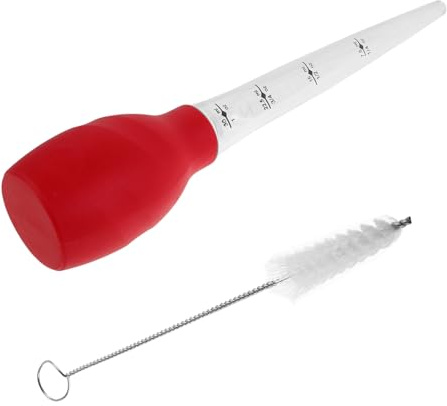 SHOWERORO Insaccare Tacchino con Pennello per Insaccare e Tubo per Condimenti in Silicone per Cucinare e Marinare Manzo Pollo Pane Arrosto e Pesce Facile da Pulire con Scovolino Integrato