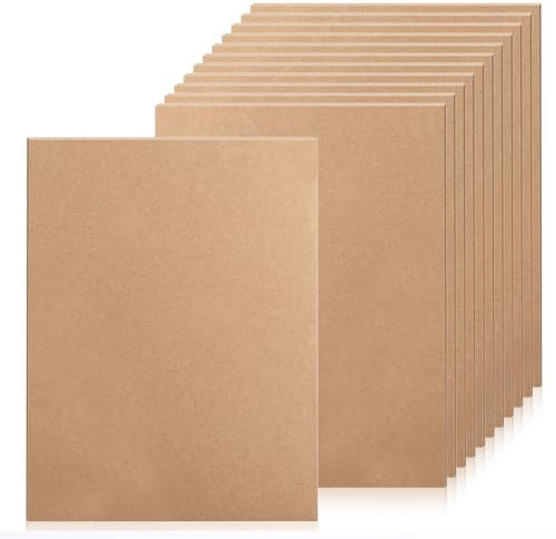 AHAQU 12 tableros de madera MDF de 6 mm de grosor, tablero de proyectos de manualidades, hojas en blanco MDF de 35,6 x 28 cm para pintura, modelado, grabado, calado, artes
