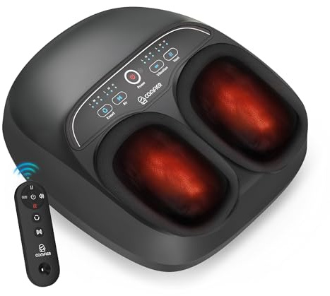 COMFIER Appareil de massage des pieds avec chaleur, appareil de massage Shiatsu pour fasciite plantaire, neuropathie, télécommande, fonction pause