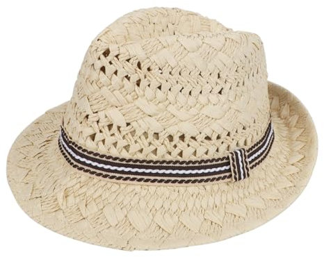 JIAHG Kinder Strohhut Kinderhut Mädchen Hut Sonnenhut Sommerhut Jungen Panamahut Uv Schutz Strandmütze Kinder Cowboy Hut,2-8 Jahre (DE/NL/SE/PL, Numerisch, 50, 52, Standard, Beige)
