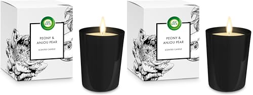 Air Wick| Peony & Anjou Pear Scented Candle 220g |40 Hours Burn Time (Pack of 2)