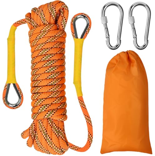 EMAGEREN 8mm Corda da Arrampicata ad Alta Tenacità, 10 Metri Corda di Sicurezza con Sacchetto di Trasporto, per Escursionismo, Campeggio, Salvavita, Sport all'aria aperta (Arancione)