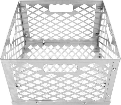 LALAFINA Cestino Porta Carbone in Acciaio Inox Leggero e Multifunzionale Maniglie per Barbecue e Affumicatore Facile da Pulire e Trasportare per Uso Esterno e Grigliate