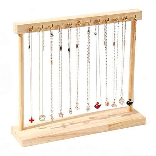 Omnikryp Organizador de Soporte, Multifuncional Colgador de Madera de Joyería, Organizador y Expositor de Joyas, Organizadors Pendientes, para Collares, Pendientes, Anillos, Pulseras