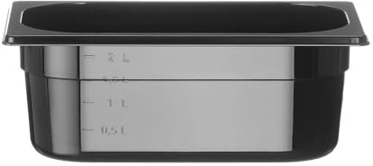HENDI Recipiente Gastronorm 1/4 - PC - Negro - 2.8 L - 265x162x(H) 100 mm
