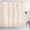 ABAKUHAUS Blume Duschvorhang, Altmodische Blumen, Stoffliches Gewebe Badezimmerdekorationsset mit Haken, 175 x 180 cm, Hellgrün Weiß Puder Rosa