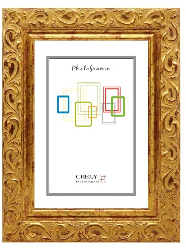 CHELY INTERMARKET MOD201 Marco Fotos Estilo Barroco Dorado 30x40cm Decoración Vintage Para Fotografías Títulos Diplomas Certificados Madera Maciza Perfil Floral Relieve Montaje Pared