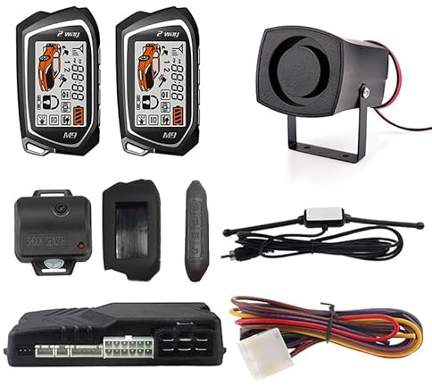 Germany Spy Two Way Car Alarm System Engine Start 2 LCD Remote 5000Meter Security Two-Way Communication Keyless Entry Central Door Locking Trunk Release Anti hijacking