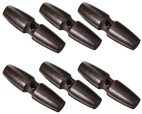 Wood Toggle Buttons 20pcs Horn Toggle Dark Brown Wooden Buttons for Sewing Craft Sew- On Toggles Closure for Sewing Clothing Craft DIY Accessories Wooden Big Hole Buttons