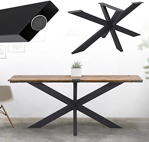 ML-Design Tischgestell Spider 78x71x120 cm, Schwarz, Kreuzgestell Kreuz X-Design Tischfüße Möbelfüße, Schwerlast Tischkufen Stahl, Metall Tischbeine, DIY Esstisch, Industriedesign, einfache Montage
