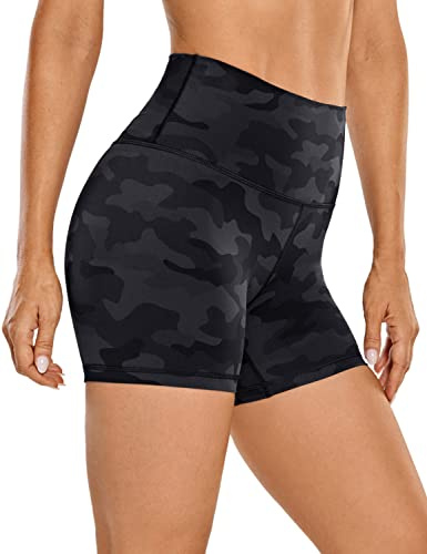 CRZ YOGA Naked Feeling Pantalones Cortos - 7/10/15/20cm | Liso, Compresión Ajustada, Cintura Alta, Yoga, Deportivos, Ciclismo, Fitness, Bolsillo Oculto en Cintura, para Mujer