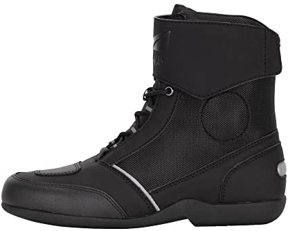 FAST WAY Touring 201 Motorradstiefel Herren, CE Zertifiziert, Schalthebelverstärkung, Knöchelschutz, Robuste Motorradschuhe, Schnürsenkel mit Klett-Abdeckung, Größe 37