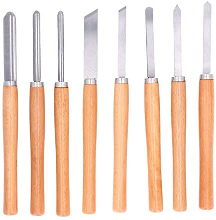 8pcs Outils De Tour à Bois, Longueur De Lame De 130 Mm Outils De Sculpture Sur Bois Outils De Tour Outils De Tournage du Bois Pour Tour Burins à Bois Avec Boîte De Rangement