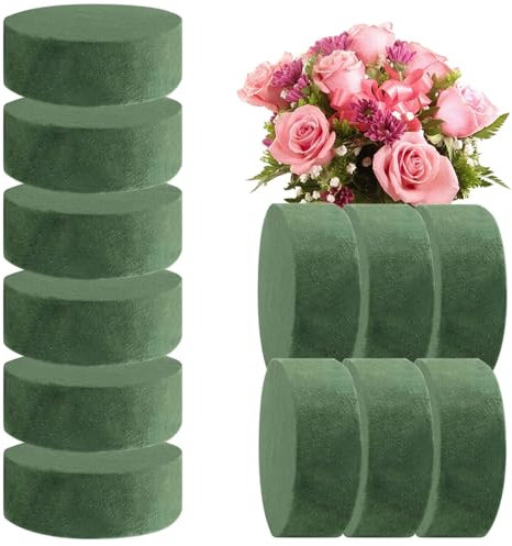 ZYNERY 12Pcs Round Floral Foam Blocks Green for Flower Display, Wedding, and Party Decoration, Arrangement