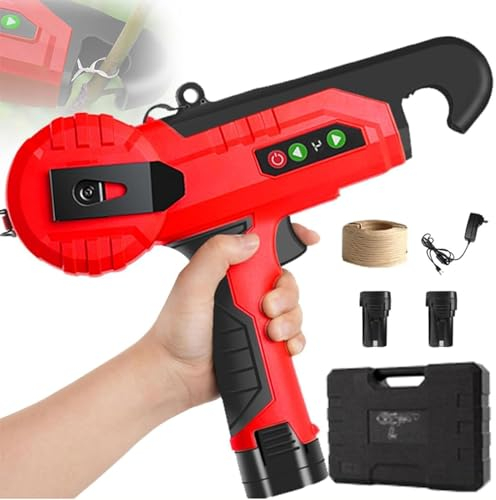 Cashwise Máquina de Atado portátil, máquina de Cinta Adhesiva de Enlace de Enlace de jardín de la máquina de Corbata de Planta eléctrica con 2 Cintas de Rollo, 1 Caja, 2 baterías, para Uvas, Tomates