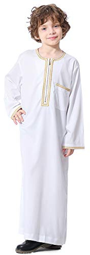 YOOCHUENG Boys Muslim Jubba Thobe,Islamic Prayer Clothes for Kids 125-155cm