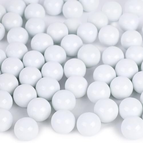 DomeStar 1LB Glass Marbles Bulk, 0.63 Inch White Glass Beads Marbles for Vases Home Decor