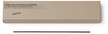 sesneslabs Santal Coreless Pure Incense Sticks, Artisan-Crafted Niche Scent, Exclusive Low-Smoke Bamboo Charcoal Formula, Clean-Burning, 1-Hour Burn Time, 20 Sticks