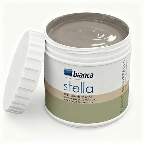 Bianca Stella Pintura para muebles premium sin lijado para cocina y baño, Gris piedra, Brillante, 500ml, a base de agua, pintura acrílica para todas las superficies, madera, azulejos, metal
