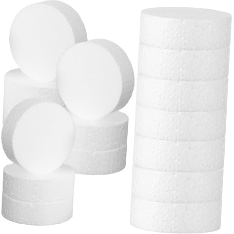 KONTONTY 24pcs Foam Circles for Crafts Lightweight Round Foam Discs for Cake Decorating Crafting Projects and Decorative Carving Versatile High-Density Rounds