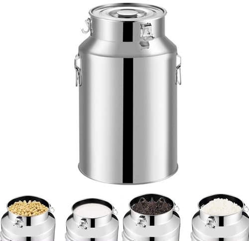 Bidon De Lait,Pot à Lait 201 Acier Inoxydable Pot à Lait avec Couvercle Hermétique Récipient,Bidon Huile,Grand Réservoir de Transport pour Stocker des Liquides Et des Solides(Size:35L)