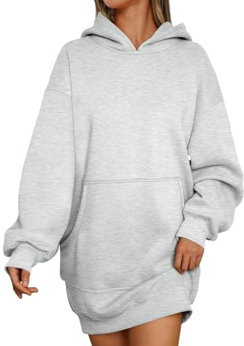 Sweat à capuche long pour femme UK, sweat-shirt oversize avec poches, vêtements décontractés à manches longues pour l'automne, gris, L