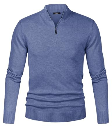Sykooria Pull Homme Hiver Chaud Col Roulé Zippé Tricoté Manches Longues Pullover Décontracté Élégant