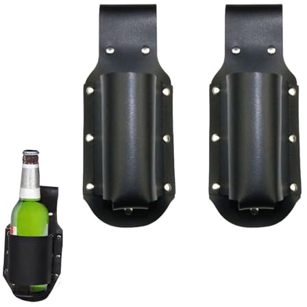 Vastsea 2 Pezzi Porta Birra da Cintura Fondina per Birra, Portatile Portabottiglie in Pelle, per Ciclismo, Campeggio, Corsa, Pesca (Nero)