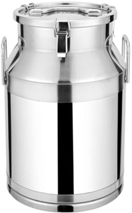 AMYSTY Wine Barrel Milk Churn Heavy Duty Milk Can Stainless Steel Milk Jug Bucket Wine Pail Bottle Embedded Silicone Sealed Lid Food Milk Bucket(35L)