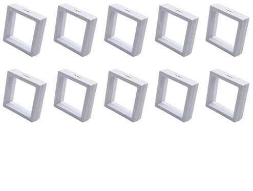 Collectible Coin Frame 3D Floating Display Holder for Medals and Stamps, 70x70mm Size (white)