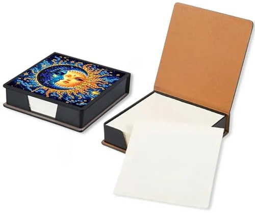 Sun Diamond Painting Kit Note Box,Memo Paper Storage Box Diamond Art,Sticky Note Holder Diamond Art,Diamond Painting Memo Pad for Office Desk. (Sun)