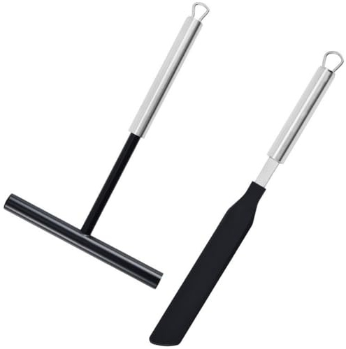 Lpitoy Spatola E Spatola per crêpe Set di Spatole per crêpe in Acciaio Inox Spatole per crêpe Spatola a T E Set di Spatole per Impasto