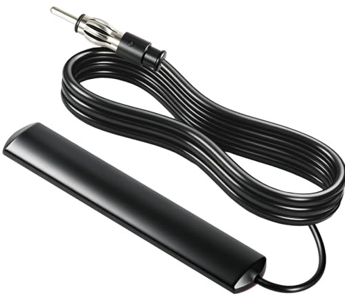 Antena Radio Coche FM Interior, Antena FM Radio Coche Adhesiva con Conector DIN y Cable de 3 Metros, Montaje Adhesivo Oculto Compatible con Parabrisas Vehículo Camión SUV Estéreo, Alta Definición