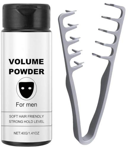 DOVBAN Polvere Volumizzante per Capelli Fini + Pettine Grigio – Aumento di Volume Istantaneo, Tenuta Forte, Resistente al Vento e all’Umidità, Texture Leggera, Finitura Invisibile