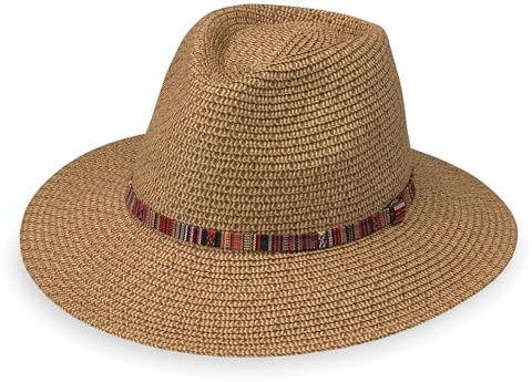Wallaroo Women's Sedona Fedora (Camel) UPF 50+ Sun Protection Hat, Wide Brim, Packable, Adjustable, for Travel, Outdoor, and Everyday – Stylish, Sun-Smart Fedora for Medium Head Sizes