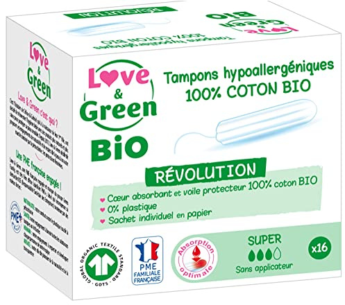 Love & Green BIO Tampons hypoallergéniques Digitaux SUPER x 16