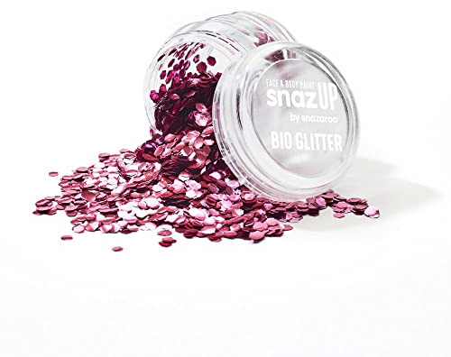 Snazaroo Bio Glitter Face and Body Paint, Biodegradable Chunky Gliter, Pink Colour, 3g