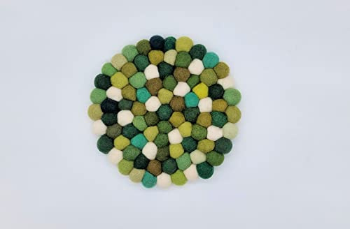 Grült Home Posavasos - Posavasos de fieltro para tazas, ollas, sartenes y tazas fieltro a mano en Nepal (círculo 10 cm, verde)