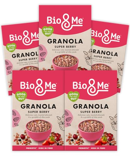 Bio&Me Super Berry Granola 5-Pack (5 x 360g) – Vegan, High Fibre, No Added Sugar, Gut-Loving Breakfast Cereal