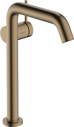 hansgrohe Tecturis S Fine – tvättställskran utan avlopp, energibesparande (CoolStart), vattenkran badrum med pip höjd 240 mm, blandare handfat vattenbesparande (EcoSmart+), borstad brons