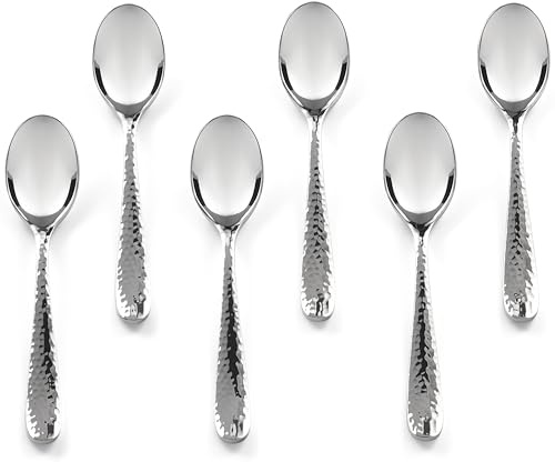 Hudson Essentials 6-Piece Bergamo Set Modern Silver Stainless Steel Espresso Spoons, 4.6-inch Demitasse Coffee Spoons, Set of 6