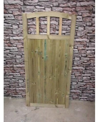 md carpentry Wooden Doom Top TVG Garden Gate, Pressure Treated, 6ft (180cm) High x 90cm Wide x 5cm Deep, Green, Wood