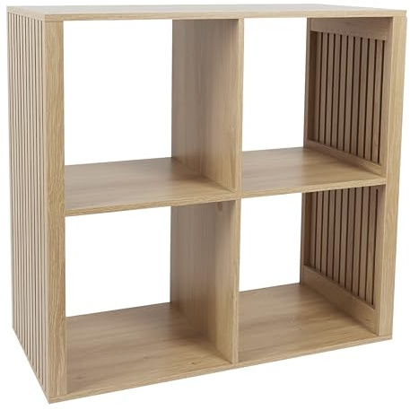 HOME DECO FACTORY - Rangement Modulable 4 Cases Collection Klaus - Bois MDF - Pratique et Design pour Salon - Chambre ou Entrée - Dimensions 69.6 x 66 x 32 cm - Couleur Marron