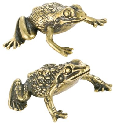 RORPOIR Messing Frosch Statue Figur Deko Krötenförmige Bastel Ornament Goldene Metallartisan